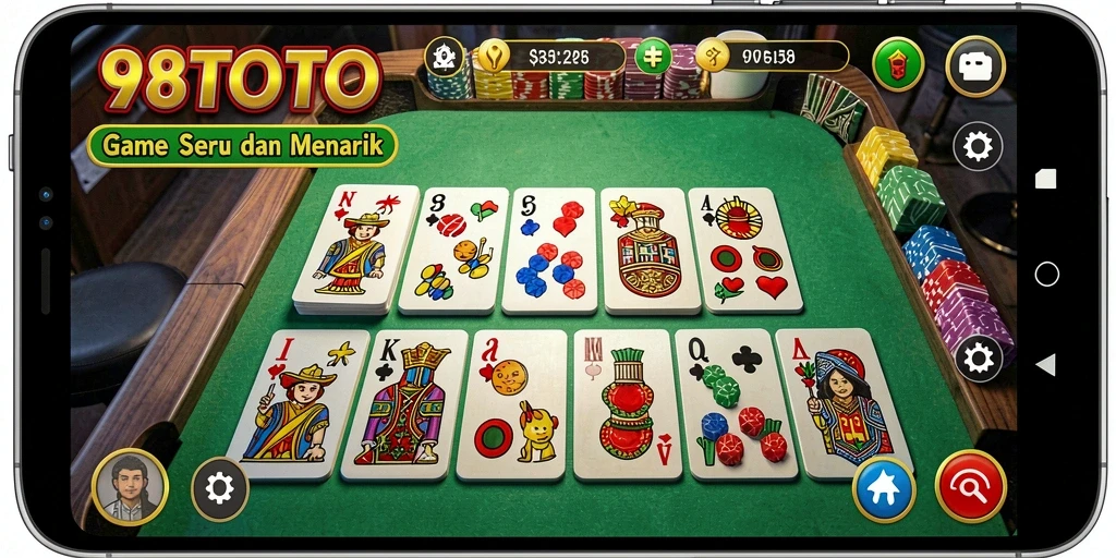 Tampilan gameplay seru di 98TOTO saat bermain domino.