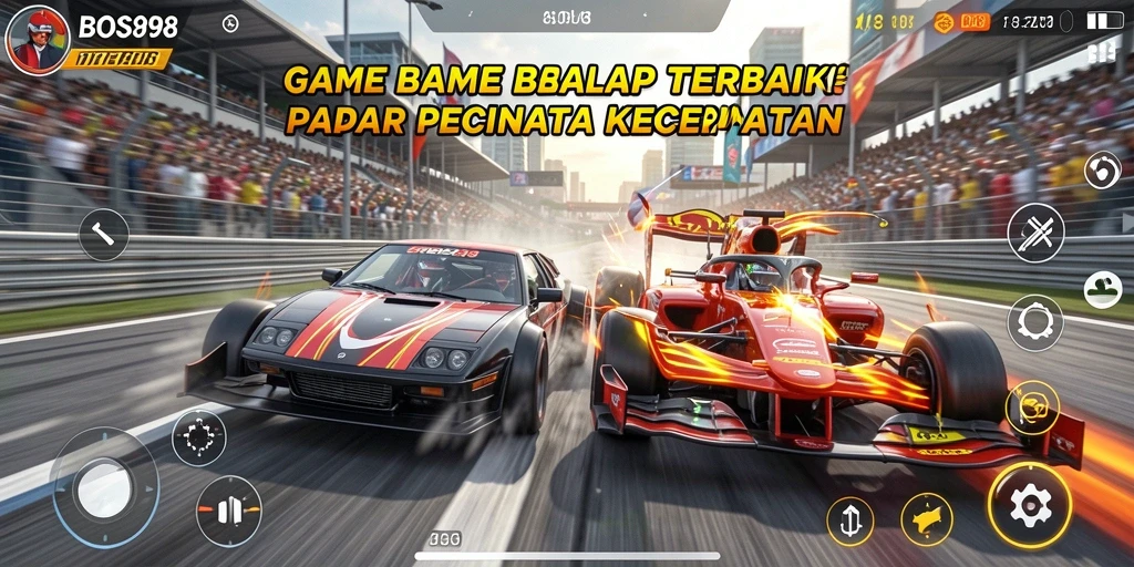 Screenshot gameplay dari BOS898 yang menampilkan balapan seru di lintasan.