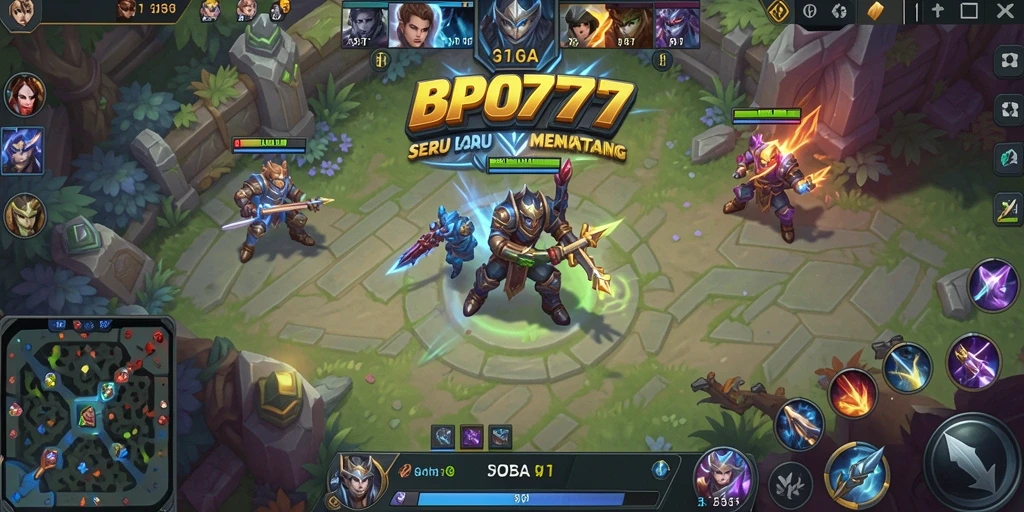 Tampilan menakjubkan dari gameplay BPO777 MOBA yang seru.
