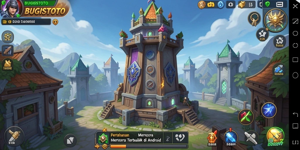 Tangkapan layar dari gameplay menonjolkan strategi Tower Defense.