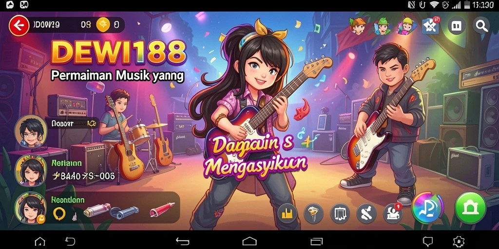Tampilan gameplay DEWI188 dengan berbagai tantangan musik yang mengasyikkan.