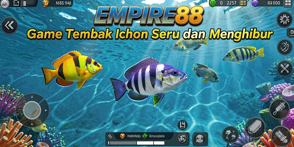 Tampilan gameplay seru di EMPIRE88 dengan aksi menembak ikan.