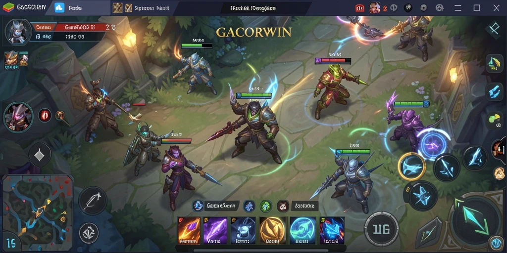 Tampilan seru pertandingan GACORWIN dalam format MOBA.