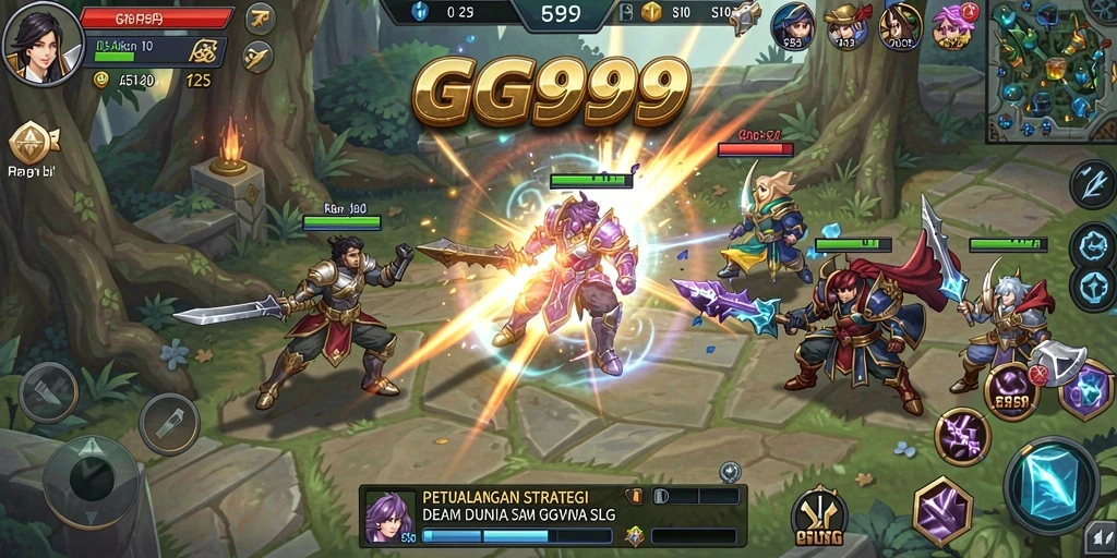 Tampilan gameplay GG999 yang menampilkan strategi perang dinamis.