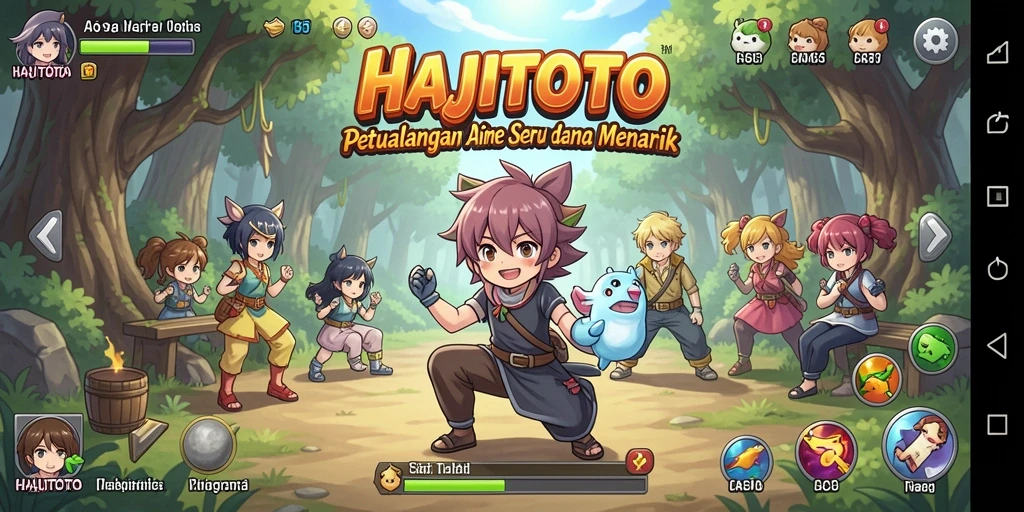 Tampilan gameplay HAJITOTO yang penuh warna dan dinamis.