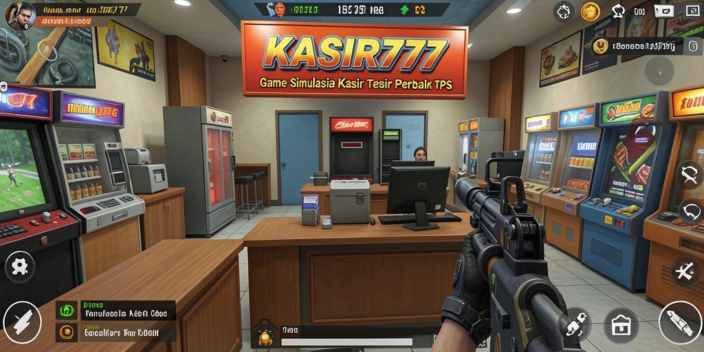 Screenshot gameplay KASIR777 yang menampilkan suasana kasir yang dinamis.