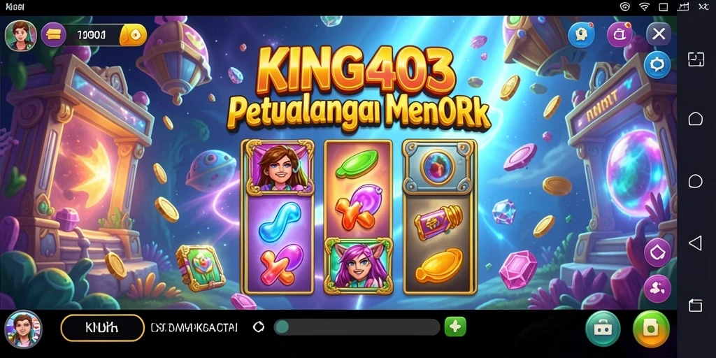 Tampilan gameplay Slot KING403 yang penuh warna dan menarik.