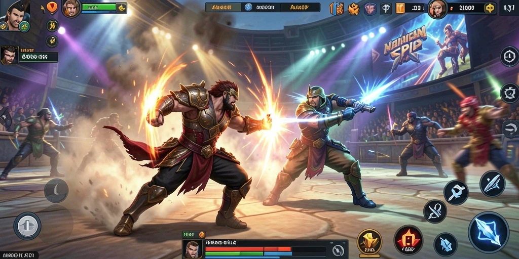 Tampilan gameplay KKRP yang mengesankan saat bertarung di arena.