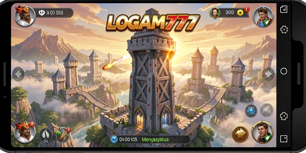 Tampilan permainan LOGAM777 dengan pertahanan menara yang strategis.