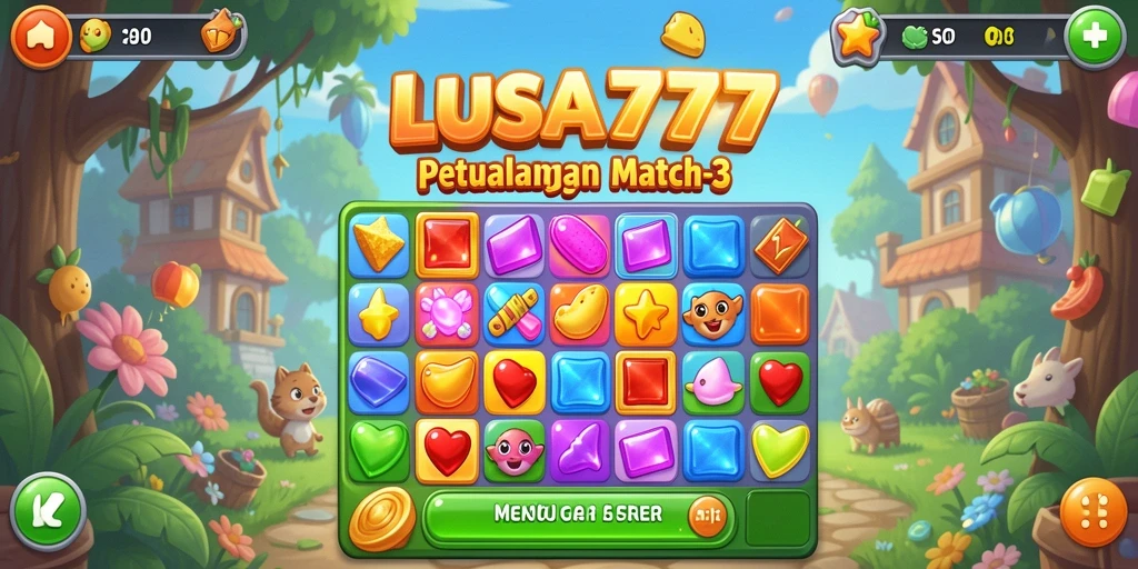 Tampilan gameplay LUSA777 dengan momen seru mencocokkan item.