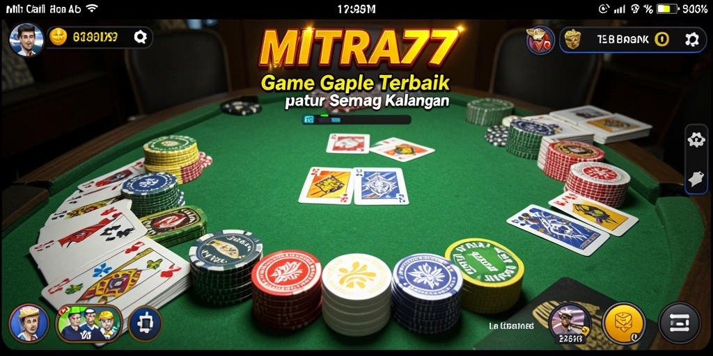 Tampilan gameplay seru dalam aplikasi Gaple MITRA77.