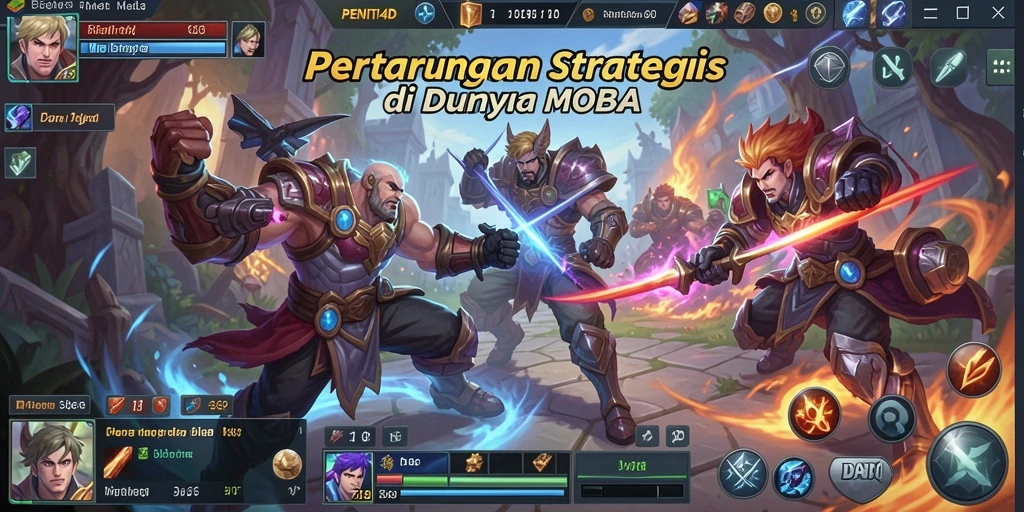 Screenshot PENITI4D menunjukkan aksi seru dalam pertempuran MOBA.