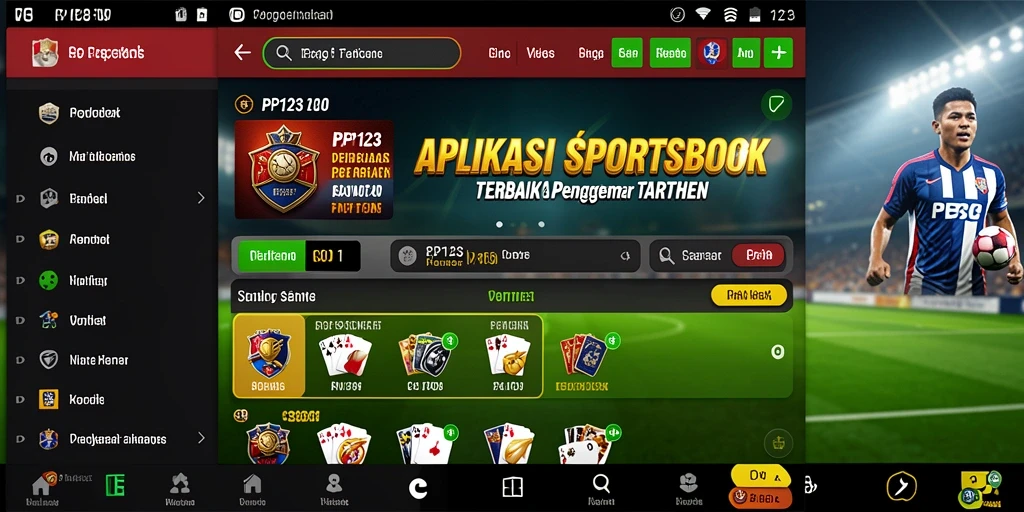 Tangkapan layar gameplay PP123 yang menampilkan taruhan langsung pada olahraga.