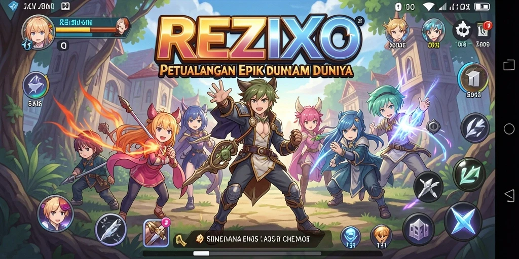 Tampilan gameplay menarik dari REZIXO dengan karakter anime.