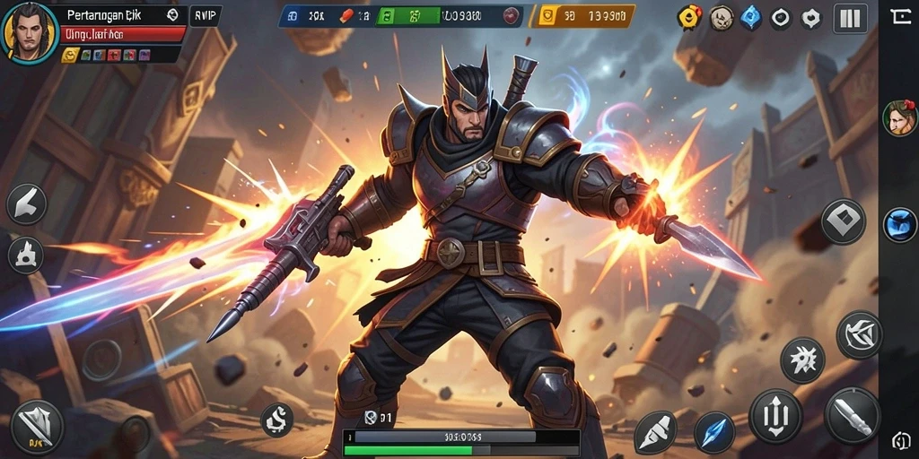 Tampilan gameplay RVIP1 dengan aksi pertarungan yang intens.