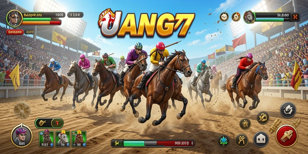 Screenshot gameplay UANG77 menampilkan aksi balapan yang mendebarkan.