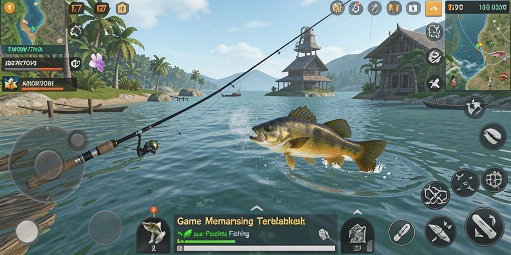 Screenshot gameplay <strong>WOW77</strong> menampilkan aksi memancing yang menarik.